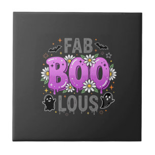 Azulejo Diseño de fantasma de Halloween Fab Boo Lous_1
