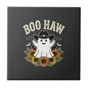 Azulejo Diseño de fantasma de Halloween occidental Boo Haw