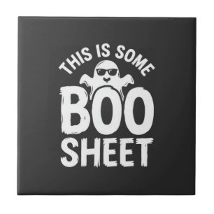 Azulejo Diseño de fantasma de hoja de Boo divertido de Hal