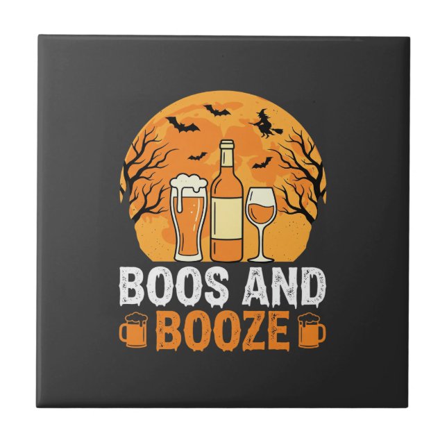 Azulejo Diseño de fiesta de Halloween con sustos y bebida (Frente)