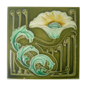 Azulejo Diseño de flores de estilo Art Nouveau azul