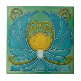 Azulejo Diseño de flores de estilo Art Nouveau azul