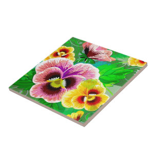 Azulejo Diseño de flores de primavera coloridas