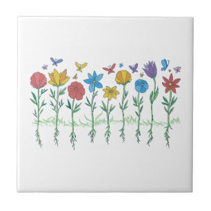 Azulejo Diseño de flores en crecimiento