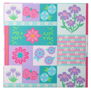 Azulejo Diseño de flores vibrantes en flor