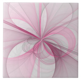 Azulejo Diseño de fractal gris rosa claro abstracto modern