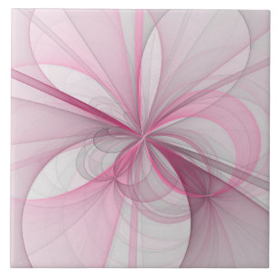 Azulejo Diseño de fractal gris rosa claro abstracto modern