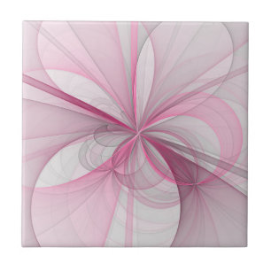 Azulejo Diseño de fractal gris rosa claro abstracto modern