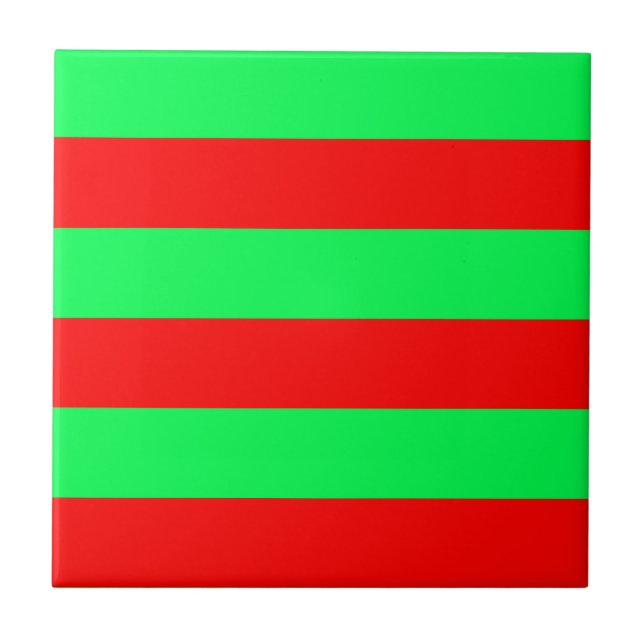 Azulejo Diseño de franjas rojas y verdes (Frente)
