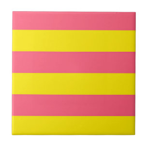 Azulejo Diseño de franjas rosadas y amarillas