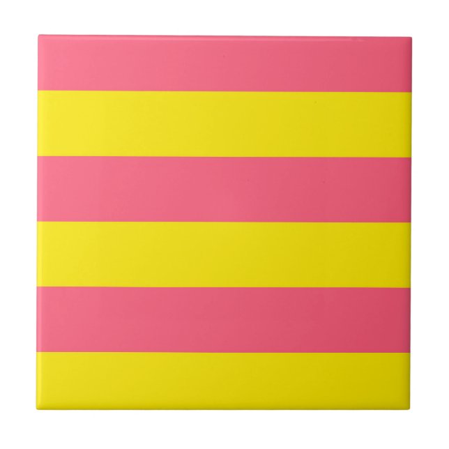 Azulejo Diseño de franjas rosadas y amarillas (Frente)