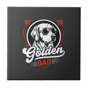 Azulejo Diseño de gafas de sol Golden Dad Golden Retriever
