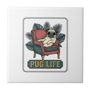 Azulejo Diseño de gafas de sol para perro de vida de pug v