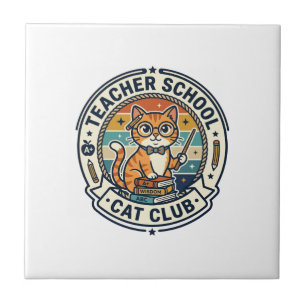 Azulejo Diseño de gatito lindo de la escuela de maestros -