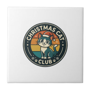 Azulejo Diseño de gatito lindo de Navidad - Club de gatos
