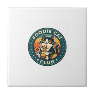 Azulejo Diseño de gatito lindo Foodie Cat - Club de gatos