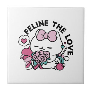 Azulejo Diseño de gatos de San Valentín lindo - Pelear por