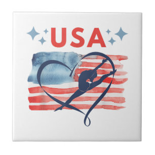 Azulejo Diseño de gimnasia con bandera norteamericana patr