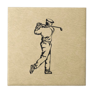 Azulejo Diseño de golfista de cuero