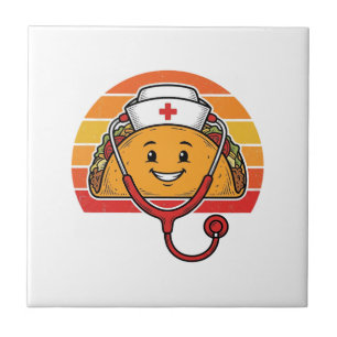 Azulejo Diseño de grabado retro vintage de Nurse Taco_1