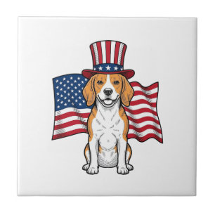 Azulejo Diseño de grabado vintage de bandera de perro Beag