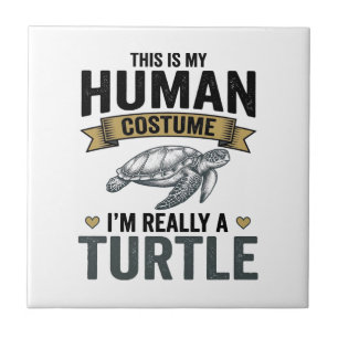 Azulejo Diseño de grabado vintage de disfraz de tortuga di