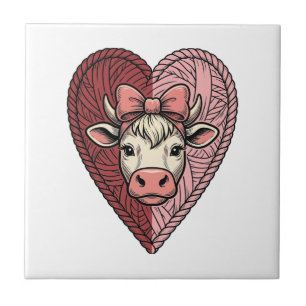 Azulejo Diseño de grabado vintage de hilo de corazón de va