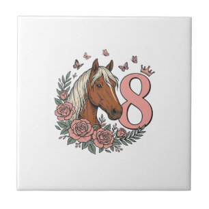 Azulejo Diseño de grabado vintage floral cumpleaños 8 caba