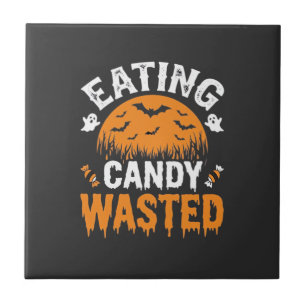 Azulejo Diseño de Halloween de comer dulces desperdiciados