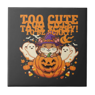 Azulejo Diseño de Halloween de hámster adorable con calaba