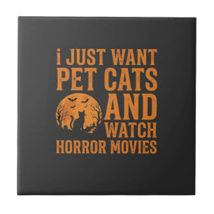 Azulejo Diseño de Halloween de películas de terror de gato