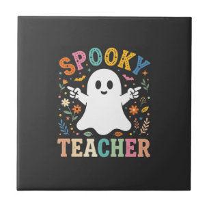 Azulejo Diseño de Halloween Fantasma Lindo Profesor Espelu