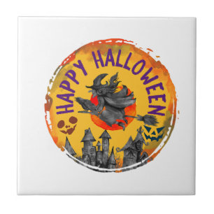 Azulejo Diseño de Halloween Feliz Halloween Bruja