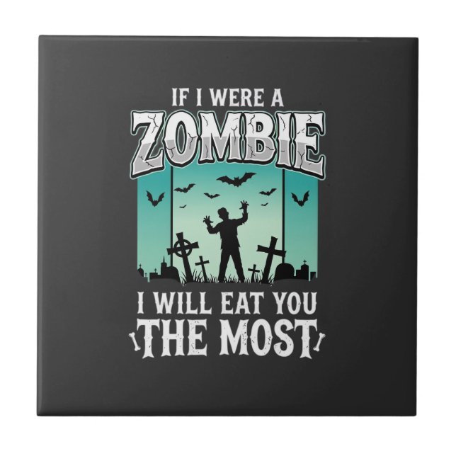 Azulejo Diseño de Halloween Te Voy a Comer Zombie_1 (Frente)