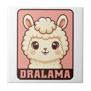 Azulejo Diseño de ilustración de llama adorable