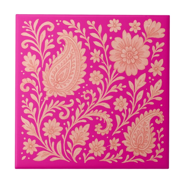 Azulejo diseño de impresión de paisley india (Frente)