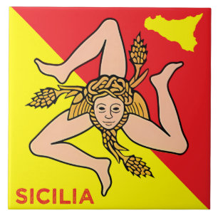 Azulejo Diseño de la bandera siciliana de Sicilia Trinacri