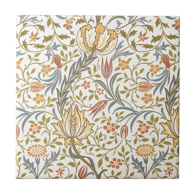 Azulejo Diseño de la flora de William Morris (Frente)