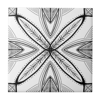Azulejo Diseño de la mandala de la pluma con el fondo