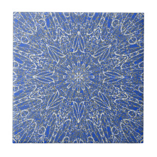 Azulejo Diseño de la rueda de estrellas geométrica de oro 