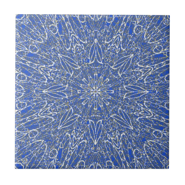 Azulejo Diseño de la rueda de estrellas geométrica de oro  (Frente)