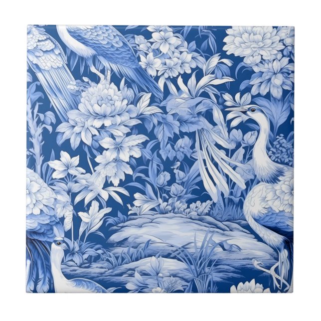Azulejo Diseño de la serie Chinoserie azul y blanco 8 (Frente)