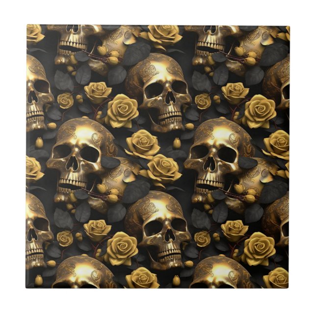 Azulejo Diseño de la serie Skull y Rosas 8 (Frente)