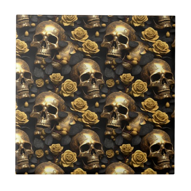 Azulejo Diseño de la serie Skull y Rosas 8 (Frente)