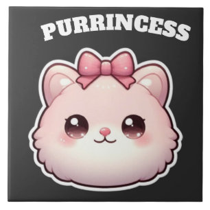 Azulejo Diseño de lazo rosa lindo de gatito Princesa Cute