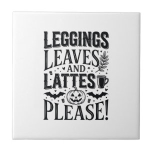 Azulejo Diseño de Leggings Hojas Lattes Halloween Otoño Ca