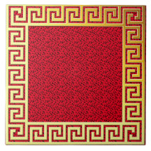 Diseño de lujo clave griega rojo y oro clásico