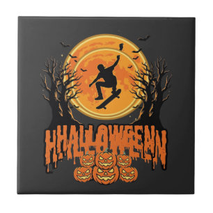 Azulejo Diseño de Luna de Patineta de Halloween Halloween