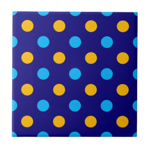 Azulejo Diseño de lunares azul marino amarillo cyan