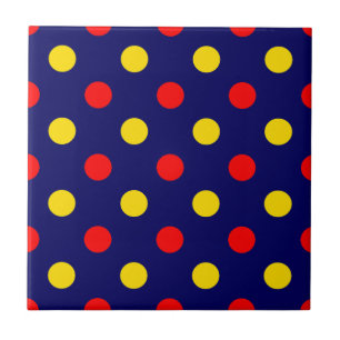 Azulejo Diseño de lunares azules marinos rojos y amarillos
